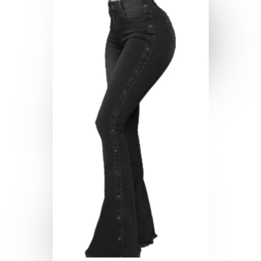 Flared Jeans Women's High Waist Slim Fit Bell Bottom Straight Bootcut Denim 2XL - Picture 1 of 11